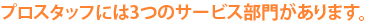 プロスタッフには3つのサービス部門があります。